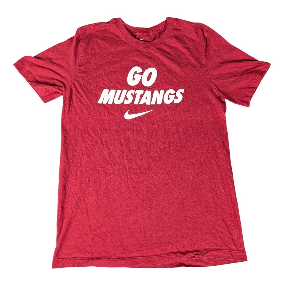 Nike Go Mustangs Graphic T-Shirt Mens Small Red Short Sleeve Crewneck‎ Swoosh